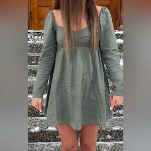 Princess Polly Green Long Sleeve Sundress